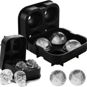 1pc 4 Skull Silicone Ice Ball Trays Silicone Mold Halloween Skull Ice Mold