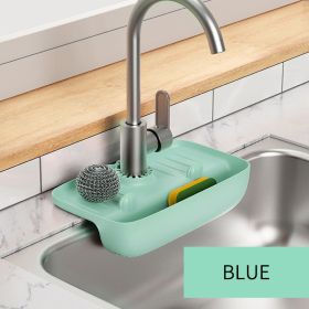 1pc Splash Guard for Sink Faucet; 10.63"x5.51"; Drain Storage Rack for Kitchen Rag, Sponge, Brush Blue