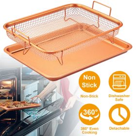 Set of 2 Air Fry - Non-Stick Cookie Sheet & Crisper Basket