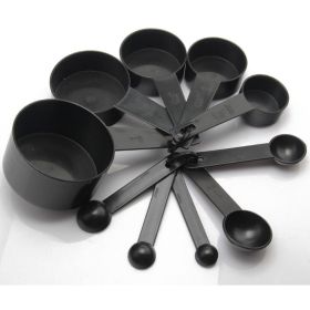 Set 10 pieces Black Plastic Measuring Spoons and Cups