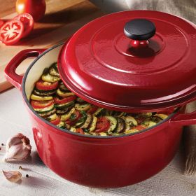 6.5 Qt Enameled Round Cast Iron Dutch Oven Red