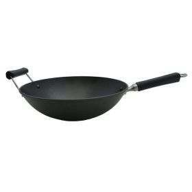 14-inch Light Cast Iron Pre-Seasoned Traditional Wok with Handle