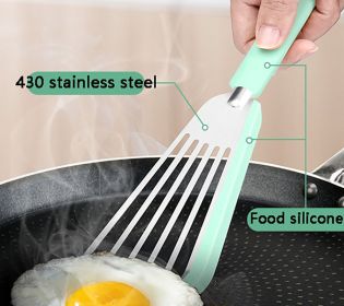 Nonstick Silicone Thin Slotted Spatulas use Nonstick Cookware, High Heat Resistant