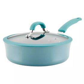 Cook + Create Aluminum Nonstick Sauté Pan with Lid 3qt Agave Blue