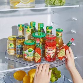 Lazy Susan Turntable Organizer for Refrigerator, Clear Rectangular Fridge Organizer Storage 15.7 inche, Square Lazy Susan for Refrigerator Cabinet