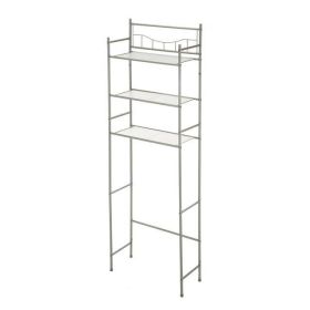 Steel 3-Shelf Storage Shelf Unit, Satin Nickel Finish