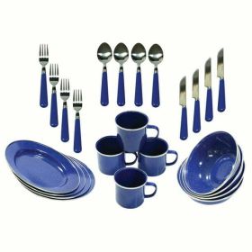 24 Piece Dinnerware Enamel Set Blue