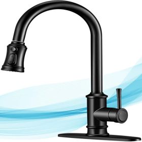 Kitchen Faucet- 3 Modes Pull Down Sprayer Kitchen Tap Faucet Head; Single Handle&Deck Plate for 1or3 Holes; 360Â° Rotation; Stainless Steel No Lead fo