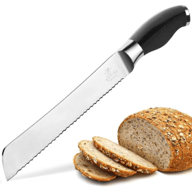 Zulay Kitchen Serrated Bread Knife Black