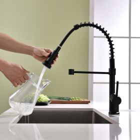 Commercial Black Kitchen Faucet with Pull Down Sprayer, Single Handle Single Lever Kitchen Sink Faucet