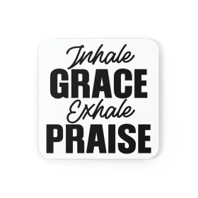 Home Decor, Coaster Set - 4 Piece Home/office, Inhale Grace Exhale Praise - Christian Inspiration