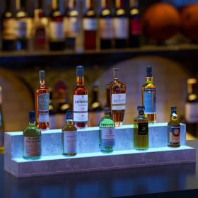 LED Lighted Liquor Bottle Display Shelf, 24 Inch Bar Display Shelf, DIY Illuminated Bottle Shelf with App & Remote Control