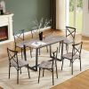 7 Pieces Dining Set 7-Piece Kitchen Table Set with Marble Top, 6 Durable Chairs Perfect for Kitchen, Breakfast Nook, Living Room Occasions