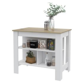 Kitchen Island Dozza, Three Shelves, White