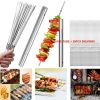 20pcs Grilling Flat Metal BBQ Skewers Stainless Steel Kabob BBQ Skewer 35CM/13.77inch