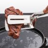 1pc 304 Stainless Steel Steak Clip; Food Tongs; Barbecue Tongs; Frying Spatula Tongs; 2 In 1 Cooking Tong For Outdoor BBQ