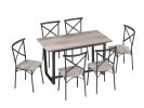 7 Pieces Dining Set 7-Piece Kitchen Table Set with Marble Top, 6 Durable Chairs Perfect for Kitchen, Breakfast Nook, Living Room Occasions