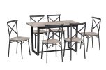 7 Pieces Dining Set 7-Piece Kitchen Table Set with Marble Top, 6 Durable Chairs Perfect for Kitchen, Breakfast Nook, Living Room Occasions