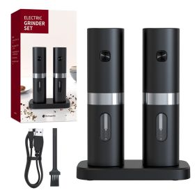 Electric Salt & Pepper Grinder Set with Charging Base Automatic Salt Pepper Mill Refillable Adjustable Coarseness Salt Grinder