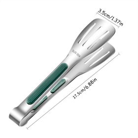 1pc Non-Slip Stainless Steel Food Tongs Meat Salad Bread Serving (size: small)