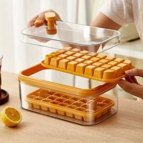 Set Of 1 101oz Ice Cube Trays, 64 Pcs Silicone Ice Cube Tray With Lid And Bin, Ice Cube Molds For Freezer, Easy Release & Save Space, 2 Trays (Color: Orange 64 Grid Ice Tray Mold)