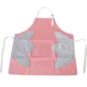 1pc Striped Linen Aprons, Adjustable Kitchen Cooking Apron, Cotton And Linen Machine Washable With 2 Pockets (Color: Red, size: 27.6x26.8inch (70x68cm))