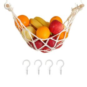 Fruit Hammock; Gray Fruit Basket; 100% Cotton; Screws & S Hooks (Color: Type 1)