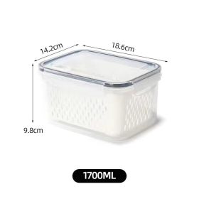 Storage Box Fridge Organizer Fresh Vegetable Fruit with Drain Basket (Color: 1700ML)