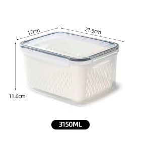 Storage Box Fridge Organizer Fresh Vegetable Fruit with Drain Basket (Color: 3150ML)