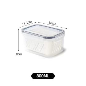 Storage Box Fridge Organizer Fresh Vegetable Fruit with Drain Basket (Color: 800ML)