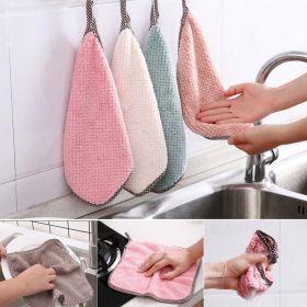 Kitchen daily dish towel; dish cloth; non-stick oil; thickened table cleaning cloth; absorbent (Color: 27x16cm, size: 5PC)