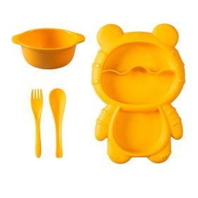 4pc Bear Shaped Dinner Childs Place Setting (Color: Yellow)