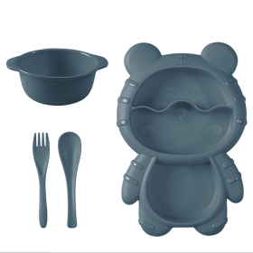 4pc Bear Shaped Dinner Childs Place Setting (Color: Gray)