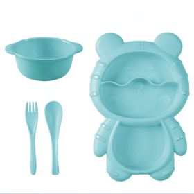 4pc Bear Shaped Dinner Childs Place Setting (Color: Blue)