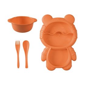 4pc Bear Shaped Dinner Childs Place Setting (Color: Orange)