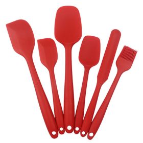 6pcs Silicone Kitchenware Set; Scrapers, Spatulas, Baster, Smothers Colorful (Color: 6PCS Red)