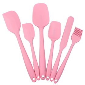 6pcs Silicone Kitchenware Set; Scrapers, Spatulas, Baster, Smothers Colorful (Color: 6PCS Pink)