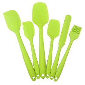 6pcs Silicone Kitchenware Set; Scrapers, Spatulas, Baster, Smothers Colorful (Color: 6PCS Green)