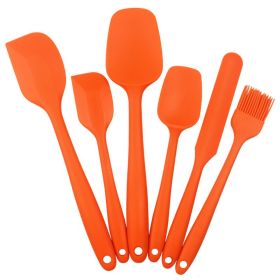 6pcs Silicone Kitchenware Set; Scrapers, Spatulas, Baster, Smothers Colorful (Color: 6PCS Orange)