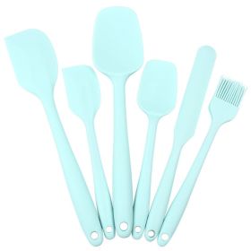 6pcs Silicone Kitchenware Set; Scrapers, Spatulas, Baster, Smothers Colorful (Color: 6PCS Maca Blue)