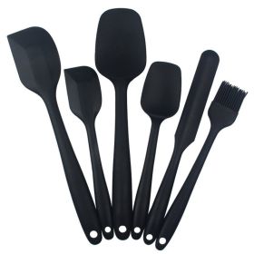 6pcs Silicone Kitchenware Set; Scrapers, Spatulas, Baster, Smothers Colorful (Color: 6PCS Black)