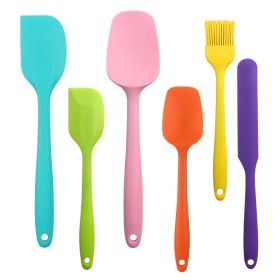 6pcs Silicone Kitchenware Set; Scrapers, Spatulas, Baster, Smothers Colorful (Color: 6PCS Color)