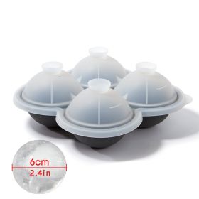 1pc Ice Cube Trays; Large Silicone Ice Cubes Mold; Ice Ball Maker (Color: 4 ice hockey with funnel - gray)