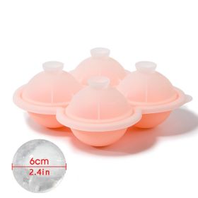 1pc Ice Cube Trays; Large Silicone Ice Cubes Mold; Ice Ball Maker (Color: 4 ice hockey with funnel - pink)