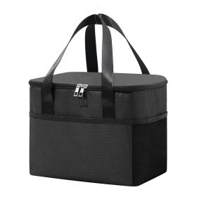 1pc Thicker Thermal Oxford Handle Lunch Bag (Color: Black)