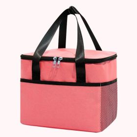 1pc Thicker Thermal Oxford Handle Lunch Bag (Color: Pink)