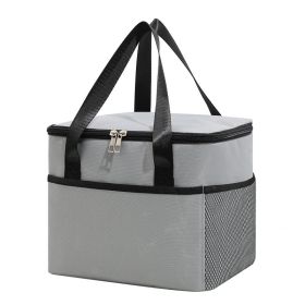 1pc Thicker Thermal Oxford Handle Lunch Bag (Color: Grey)