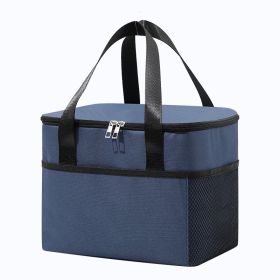 1pc Thicker Thermal Oxford Handle Lunch Bag (Color: Navy Blue)