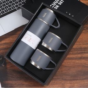 1pc/1Set Stainless Steel Insulated Water Bottle; Thermal Cup; With Gift Box Sets (Color: Gray + Gift Box + Two Cup Covers)