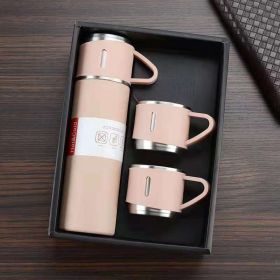 1pc/1Set Stainless Steel Insulated Water Bottle; Thermal Cup; With Gift Box Sets (Color: Pink + Gift Box + 2 Cup Covers)